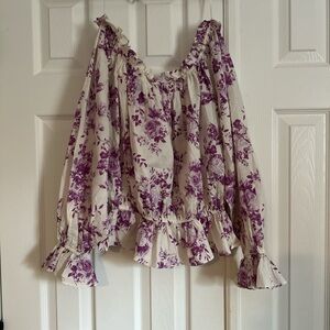 Floral Off-Shoulder Peasant Top in Lavender